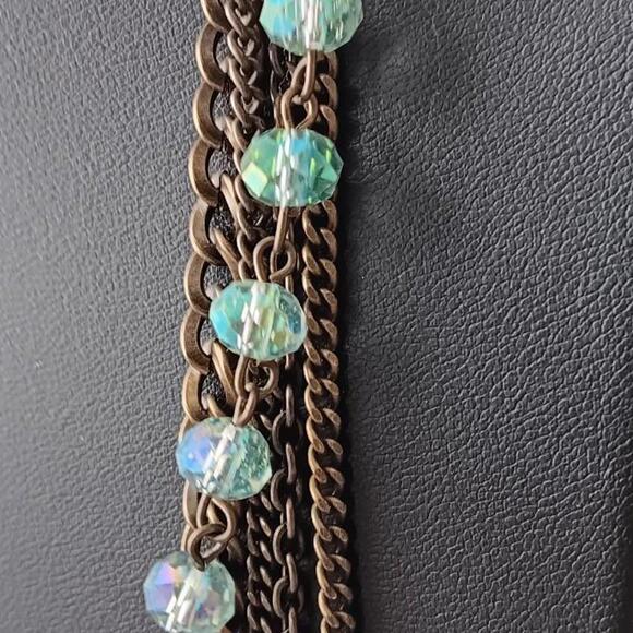 Cookie Lee Aurora Borealis and Bronze Multi-Strand Long Necklace - Picture 4 of 9